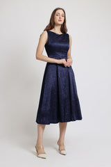 SOLANA SHIMMER JACQUARD MIDI DRESS