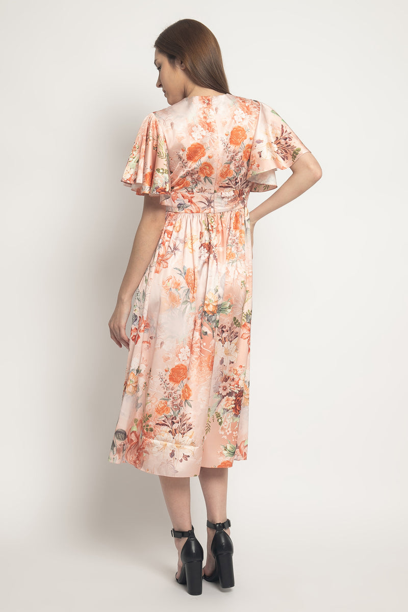 codi satin floral midi dress Altar'd State Codi Satin Floral Midi Dress