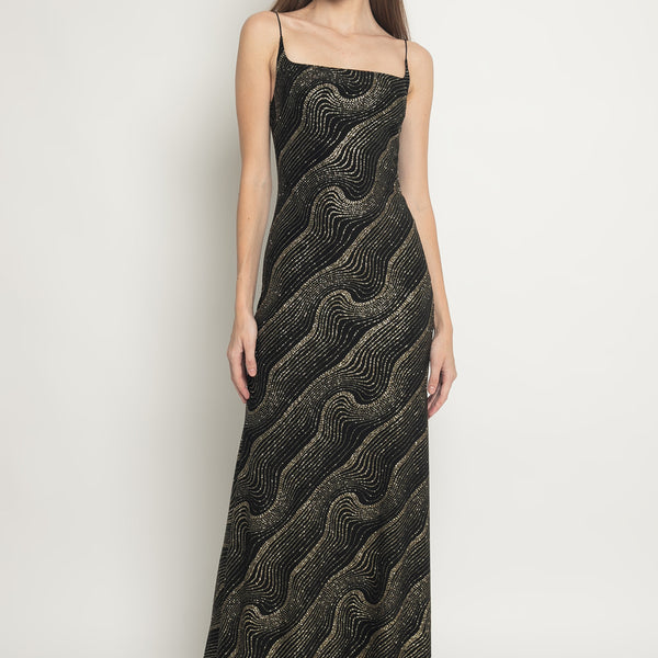 midi dress laila XL / Black-Gold