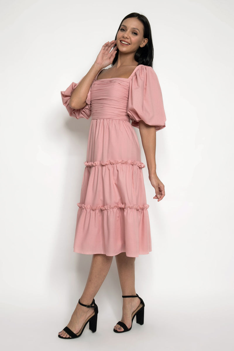 LILOU FRILL MIDI DRESS