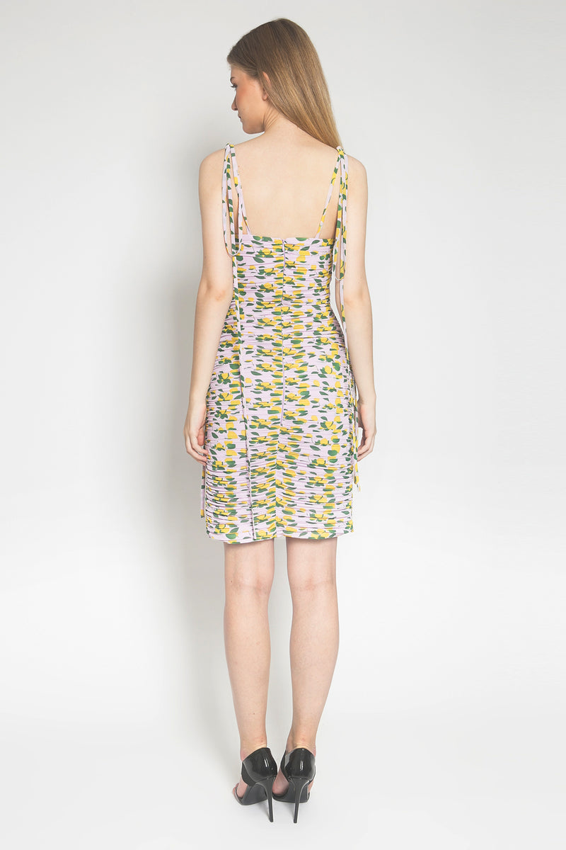 ALEXA LEMON PRINT RUCHED DRESS