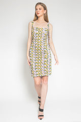 ALEXA LEMON PRINT RUCHED DRESS