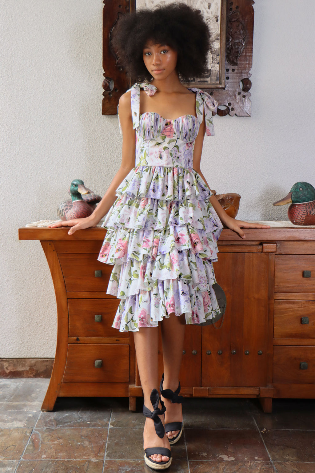 Floral tiered 2024 midi dress